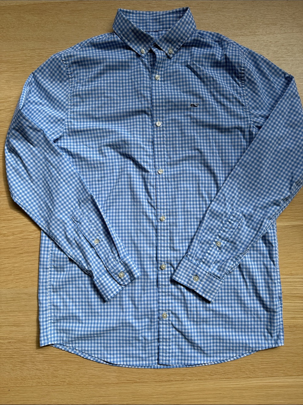 Vineyard Vines Light Blue Check Performance Button-Down Shirt Boys XL 18